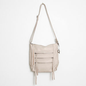 Lucky Brand Grey Leather Zipper Tassel Crossbody